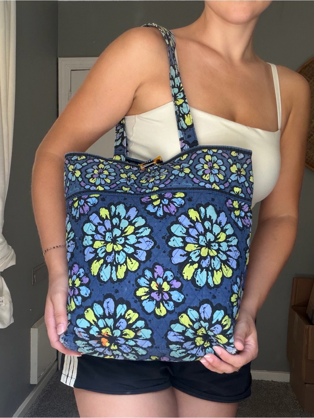 Vera Bradley Quilted Blue Floral Tote Bag